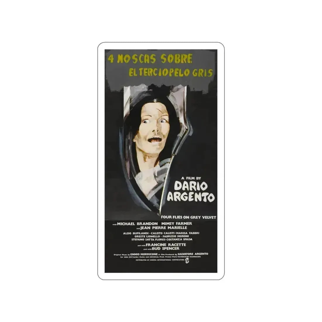 4 FLIES ON GREY VELVET (FOREIGN) 1971 Movie Poster STICKER Vinyl Die-Cut Decal 4 Inch - The Sticker Space