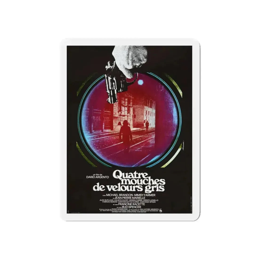 4 FLIES ON GREY VELVET (FRENCH) 1971 Movie Poster - Refrigerator Magnet 6 Inch - The Sticker Space