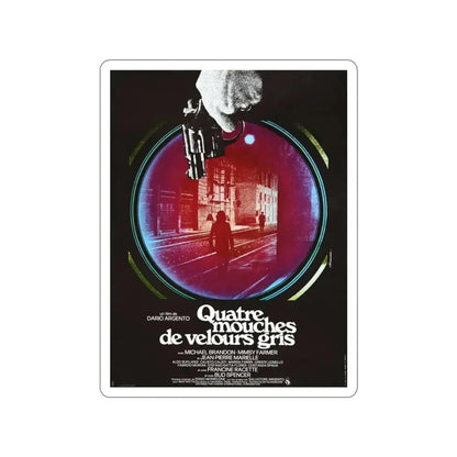 4 FLIES ON GREY VELVET (FRENCH) 1971 Movie Poster STICKER Vinyl Die-Cut Decal 3 Inch - The Sticker Space