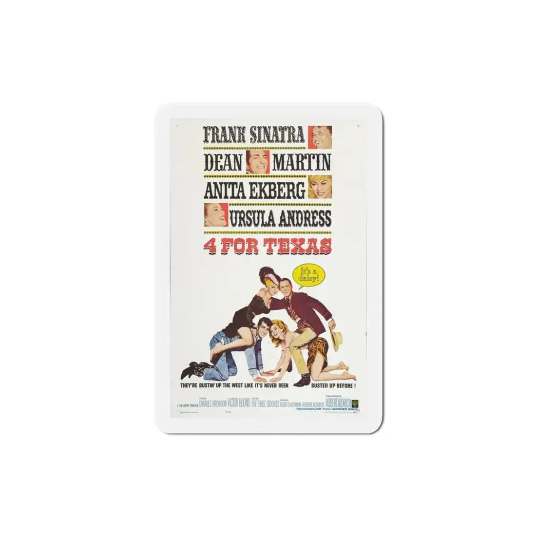 4 for Texas 1963 Movie Poster Refrigerator Magnet - The Sticker Space