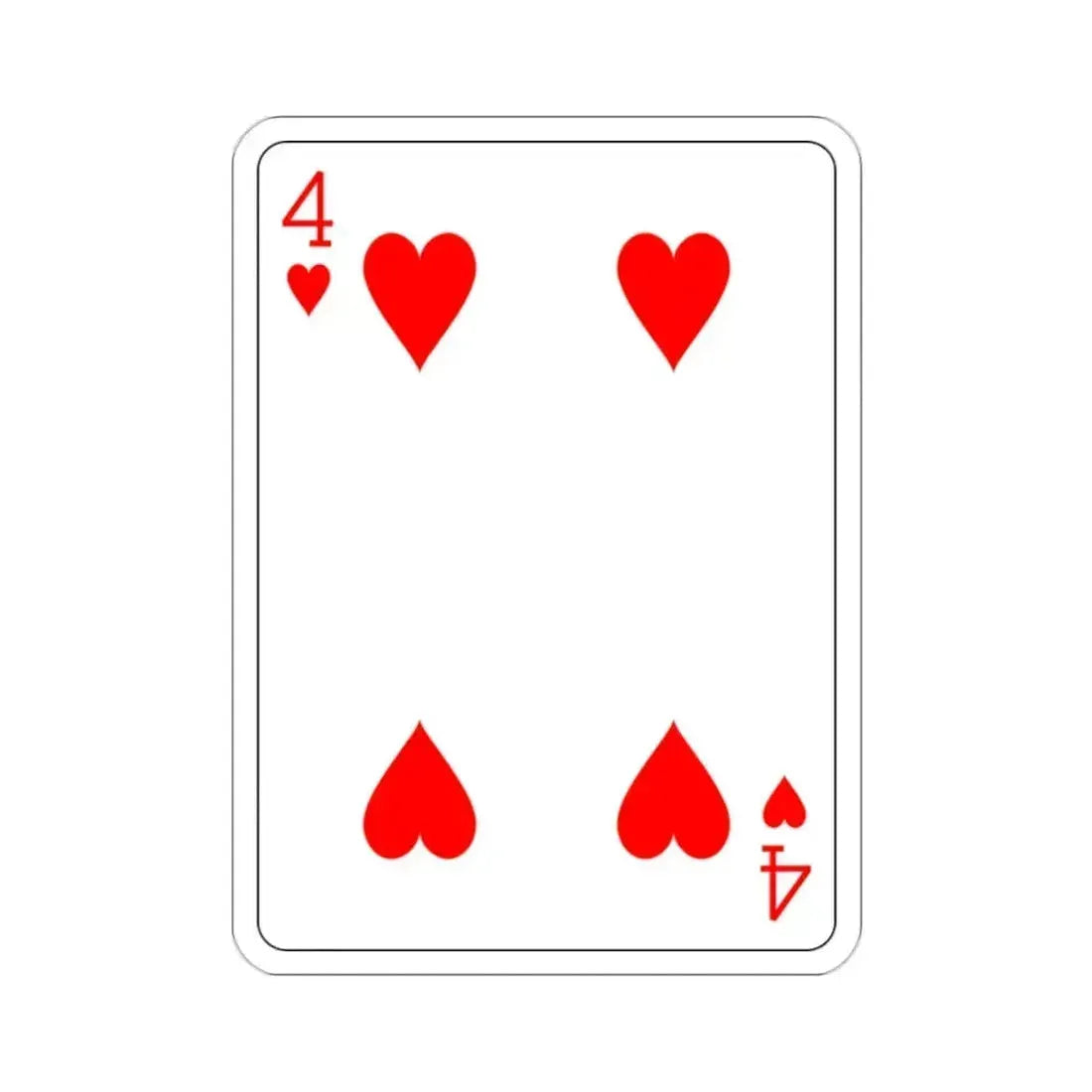 4 of Hearts Playing Card STICKER Vinyl Die-Cut Decal 2 Inch - The Sticker Space