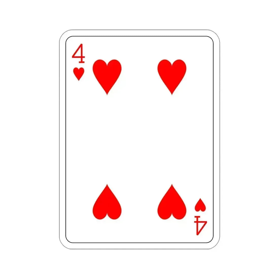 4 of Hearts Playing Card STICKER Vinyl Die-Cut Decal 4 Inch - The Sticker Space