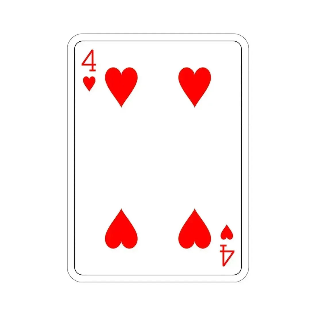 4 of Hearts Playing Card STICKER Vinyl Die-Cut Decal 6 Inch - The Sticker Space