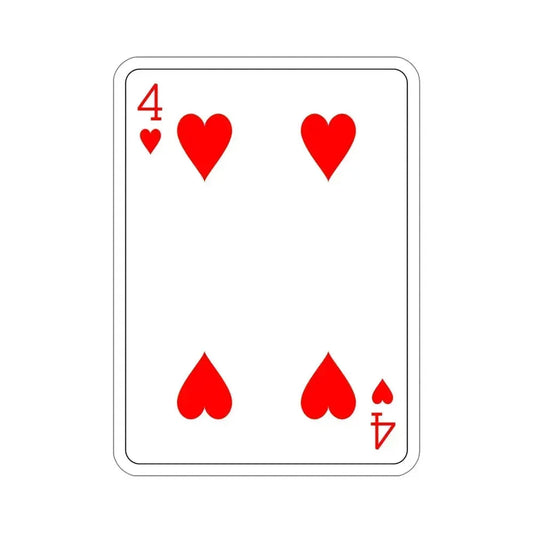 4 of Hearts Playing Card STICKER Vinyl Die-Cut Decal 6 Inch - The Sticker Space