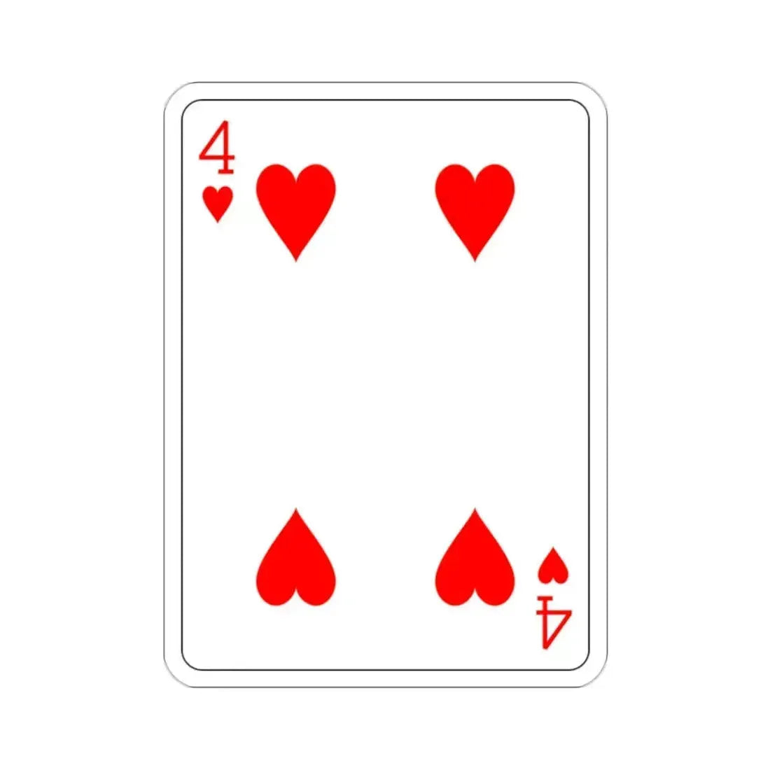 4 of Hearts Playing Card STICKER Vinyl Die-Cut Decal - The Sticker Space
