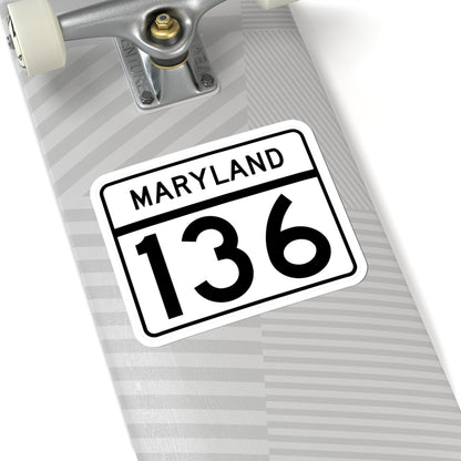 MD Route 136 (Maryland) (Road Sign) STICKER Vinyl Kiss-Cut Decal