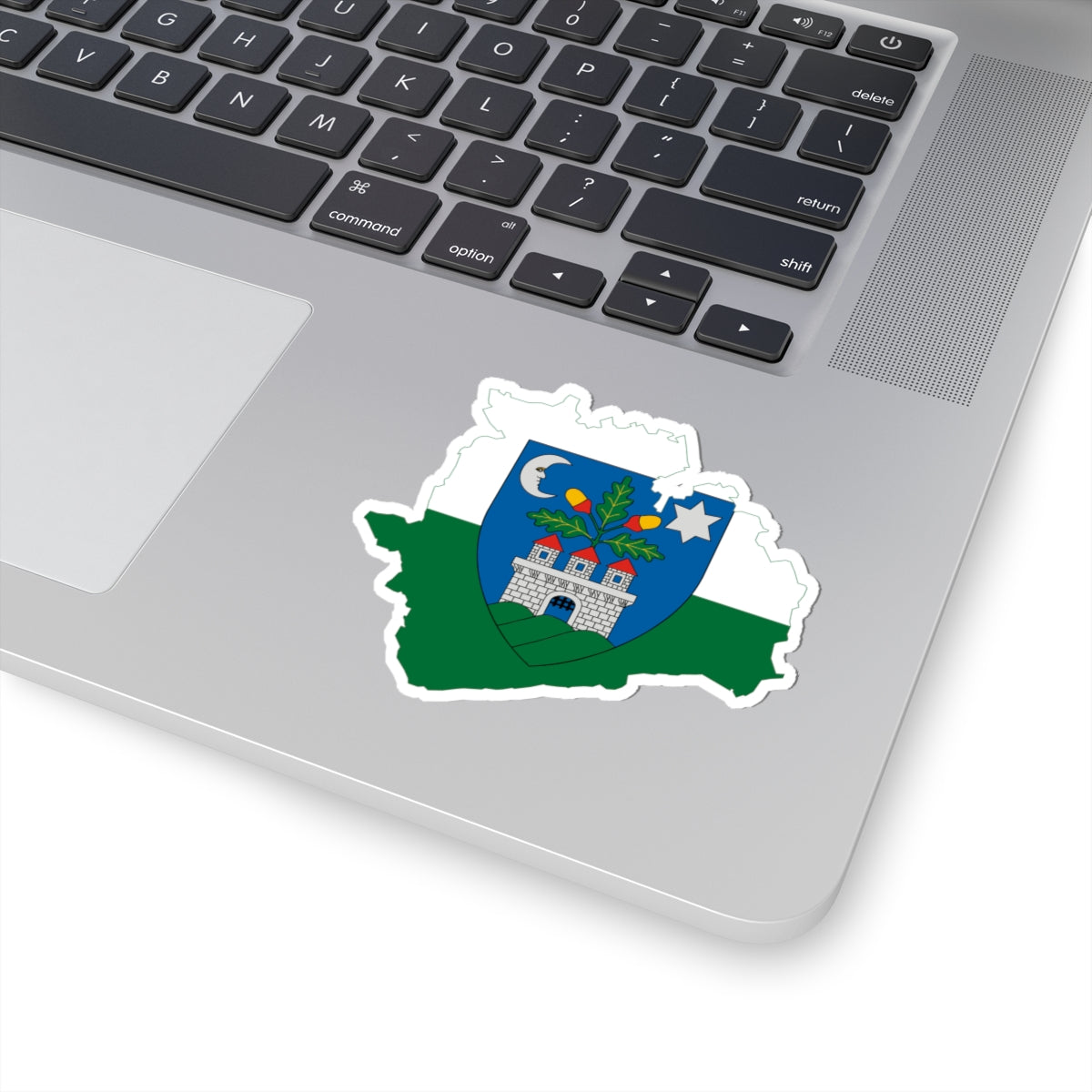 Flag-map of Veszprem County (Hungary) STICKER Vinyl Kiss-Cut Decal