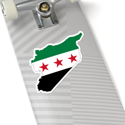 Flag map of Syria 1930-1958 19611963 (Syria) STICKER Vinyl Kiss-Cut Decal
