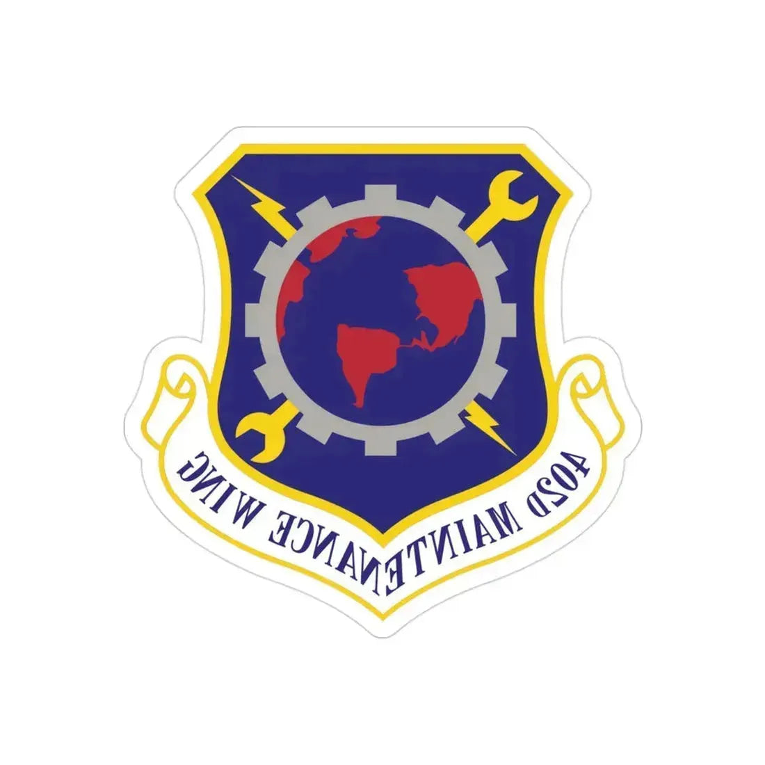 402d Maintenance Wing (U.S. Air Force) REVERSE PRINT Transparent Die-Cut STICKER 3 Inch Die-Cut Transparent - The Sticker Space