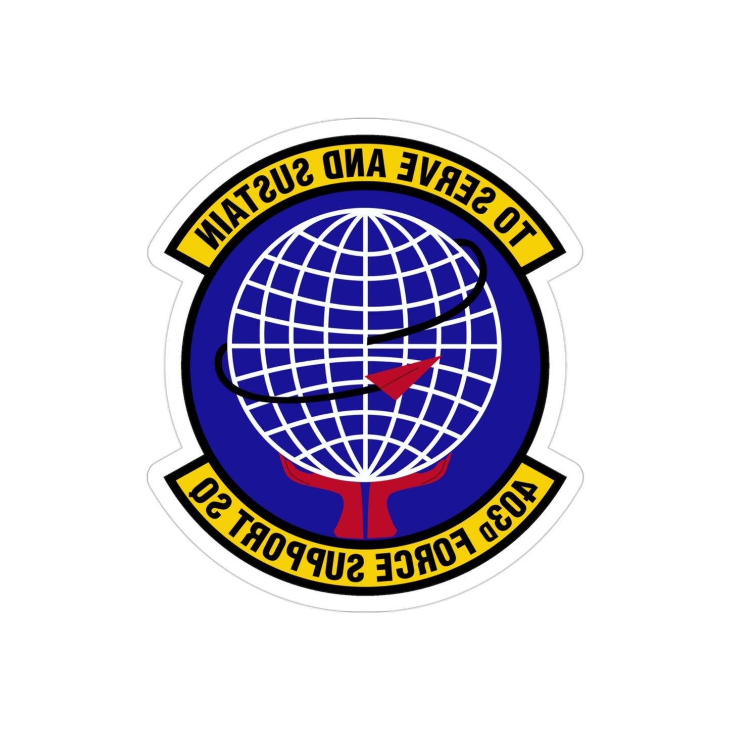 403 Force Support Squadron AFRC (U.S. Air Force) REVERSE PRINT Transparent STICKER-3" × 3"-The Sticker Space