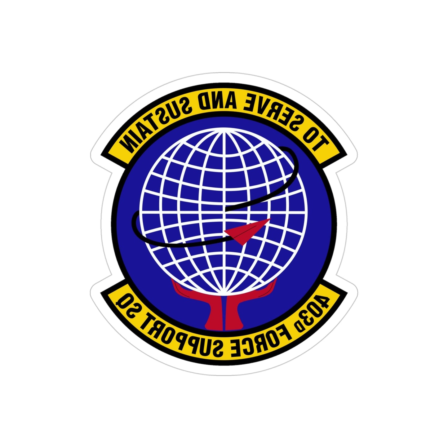 403 Force Support Squadron AFRC (U.S. Air Force) REVERSE PRINT Transparent STICKER-4" × 4"-The Sticker Space