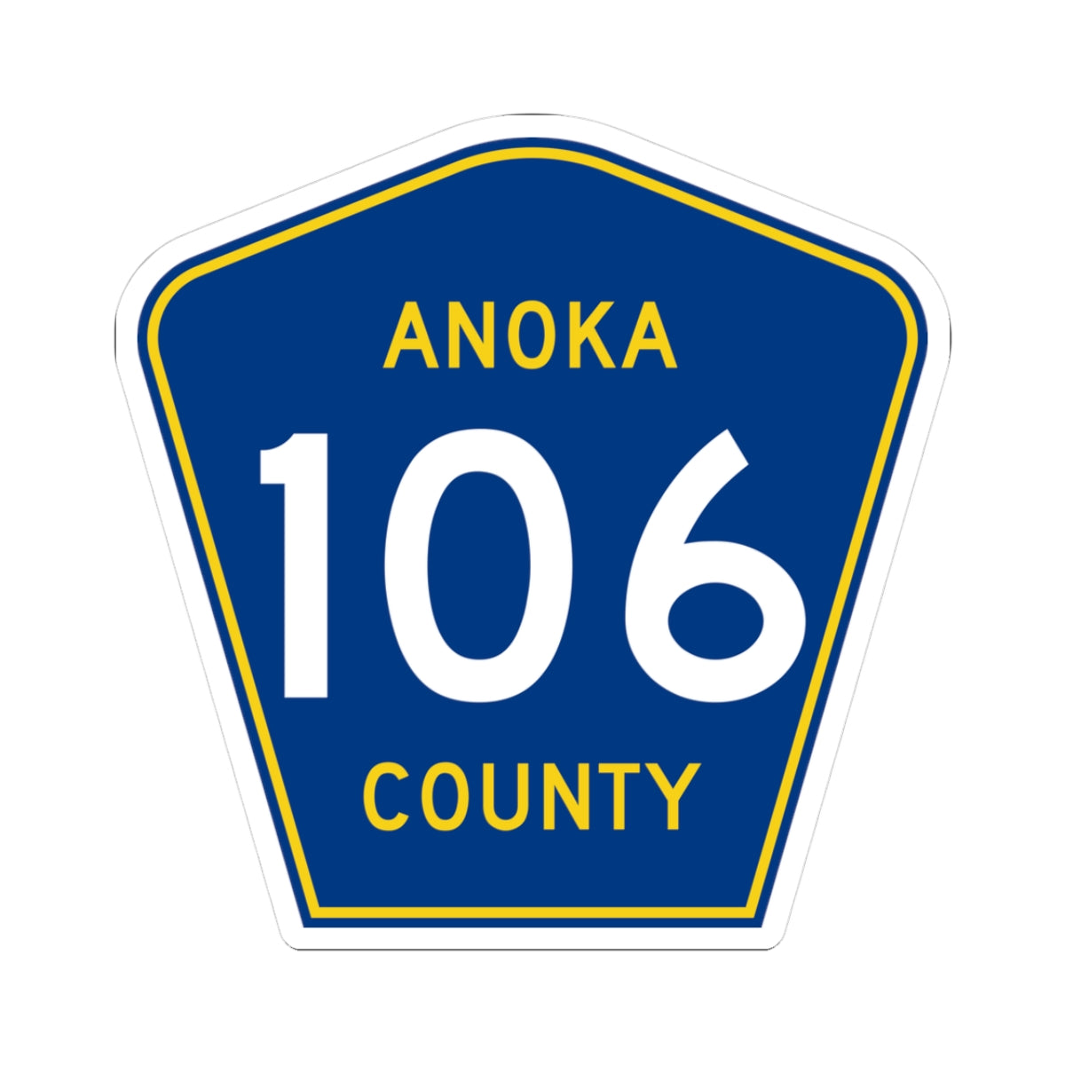 Anoka County 106 (Minnesota) (Road Sign) STICKER Vinyl Kiss-Cut Decal