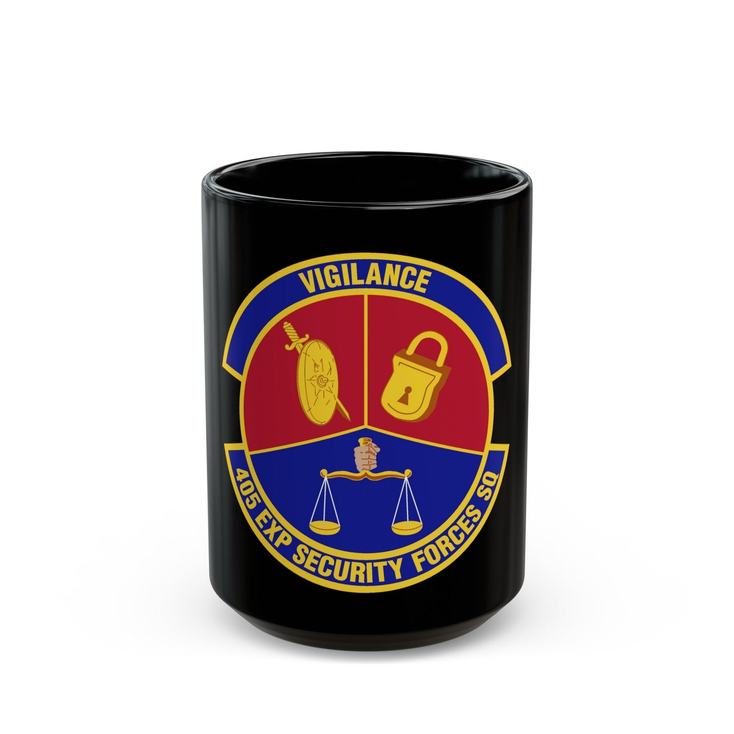 405th Expeditionary Security Forces Squadron (U.S. Air Force) Black Coffee Mug-15oz-The Sticker Space