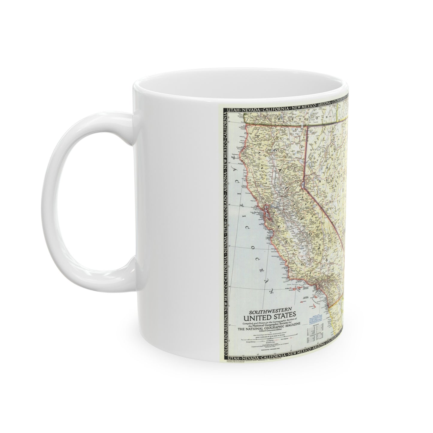 USA - Southwestern (1948) (Map) White Coffee Mug-The Sticker Space