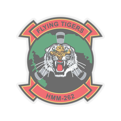 HMM 262 Flying Tigers (USMC) STICKER Vinyl Kiss-Cut Decal-3" × 3"-Transparent-The Sticker Space