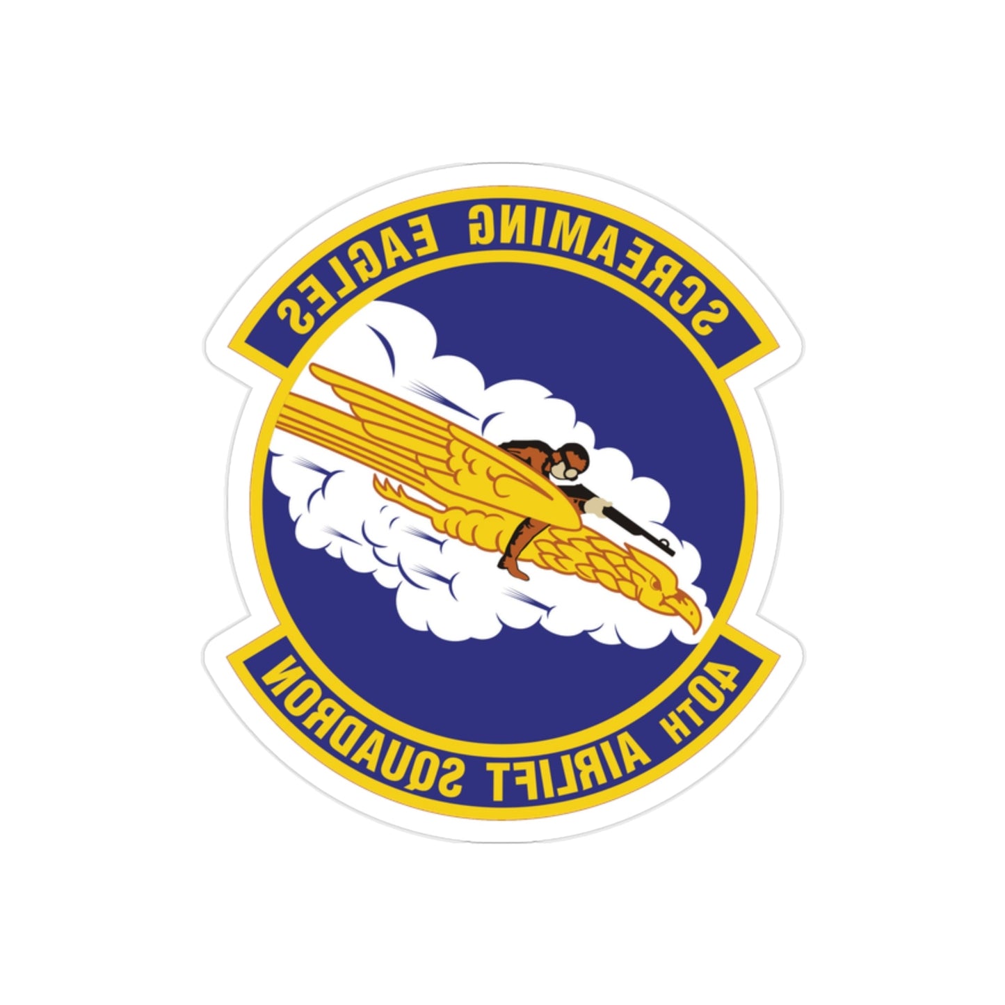 40th Airlift Squadron (U.S. Air Force) REVERSE PRINT Transparent STICKER-2" × 2"-The Sticker Space