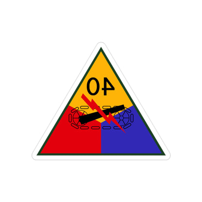 40th Armored Division (U.S. Army) REVERSE PRINT Transparent STICKER-2" × 2"-The Sticker Space