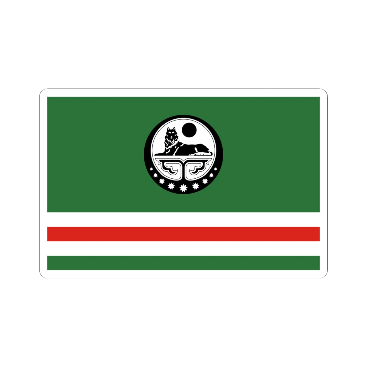 Flag of Chechen Republic of Ichkeria with Coat of Arms (Russia) STICKER Vinyl Kiss-Cut Decal