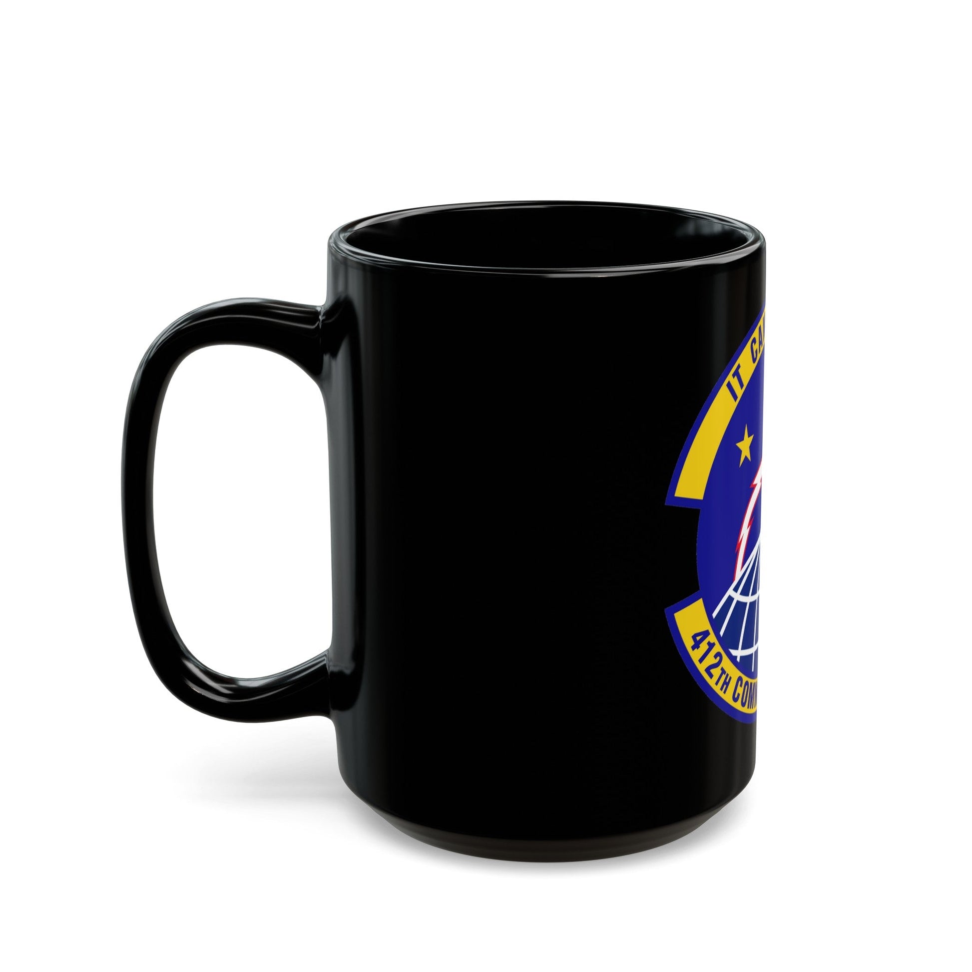 412th Communications Squadron (U.S. Air Force) Black Coffee Mug-The Sticker Space