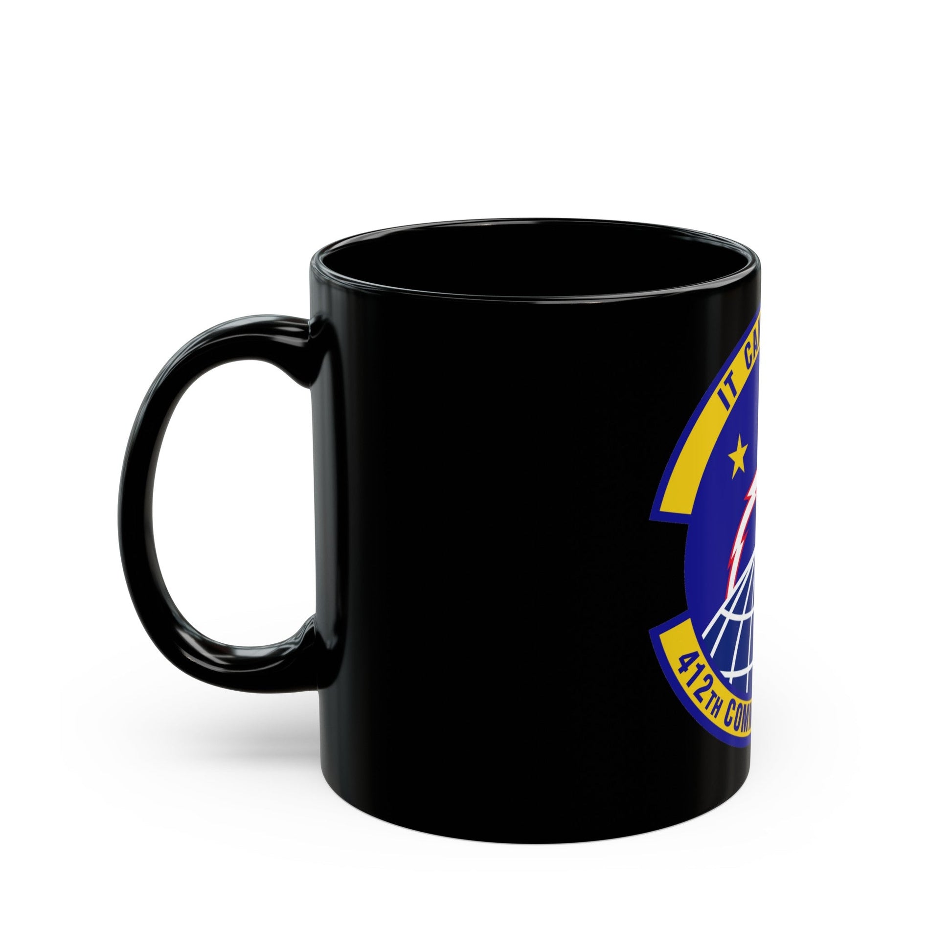 412th Communications Squadron (U.S. Air Force) Black Coffee Mug-The Sticker Space