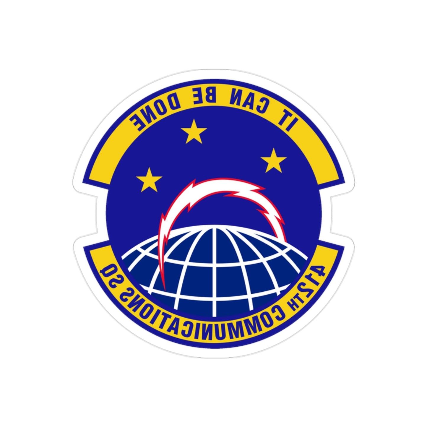 412th Communications Squadron (U.S. Air Force) REVERSE PRINT Transparent STICKER-2" × 2"-The Sticker Space