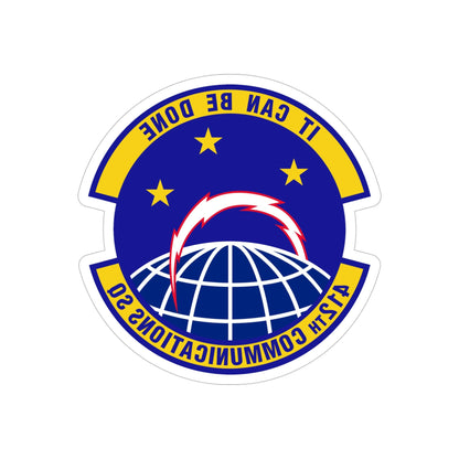 412th Communications Squadron (U.S. Air Force) REVERSE PRINT Transparent STICKER-5" × 5"-The Sticker Space