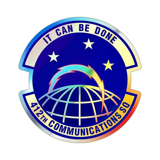 412th Communications Squadron (U.S. Air Force) Holographic STICKER Die-Cut Vinyl Decal 6 Inch Holographic - The Sticker Space