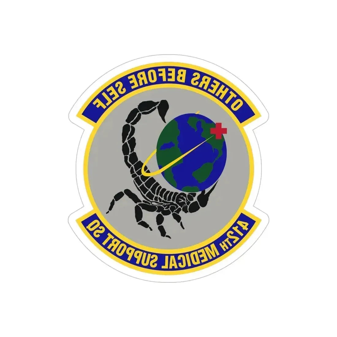 412th Medical Support Squadron (U.S. Air Force) REVERSE PRINT Transparent Die-Cut STICKER 5 Inch Die-Cut Transparent - The Sticker Space