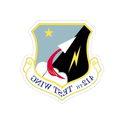 412th Test Wing (U.S. Air Force) REVERSE PRINT Transparent Die-Cut STICKER 4 Inch Die-Cut Transparent - The Sticker Space