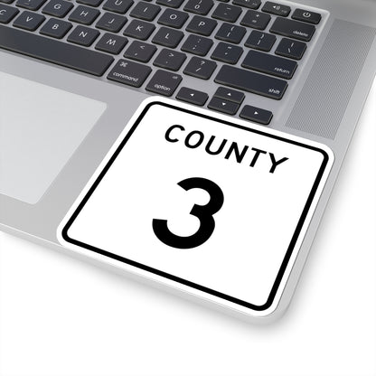 County 3 square (Minnesota) (Road Sign) STICKER Vinyl Kiss-Cut Decal