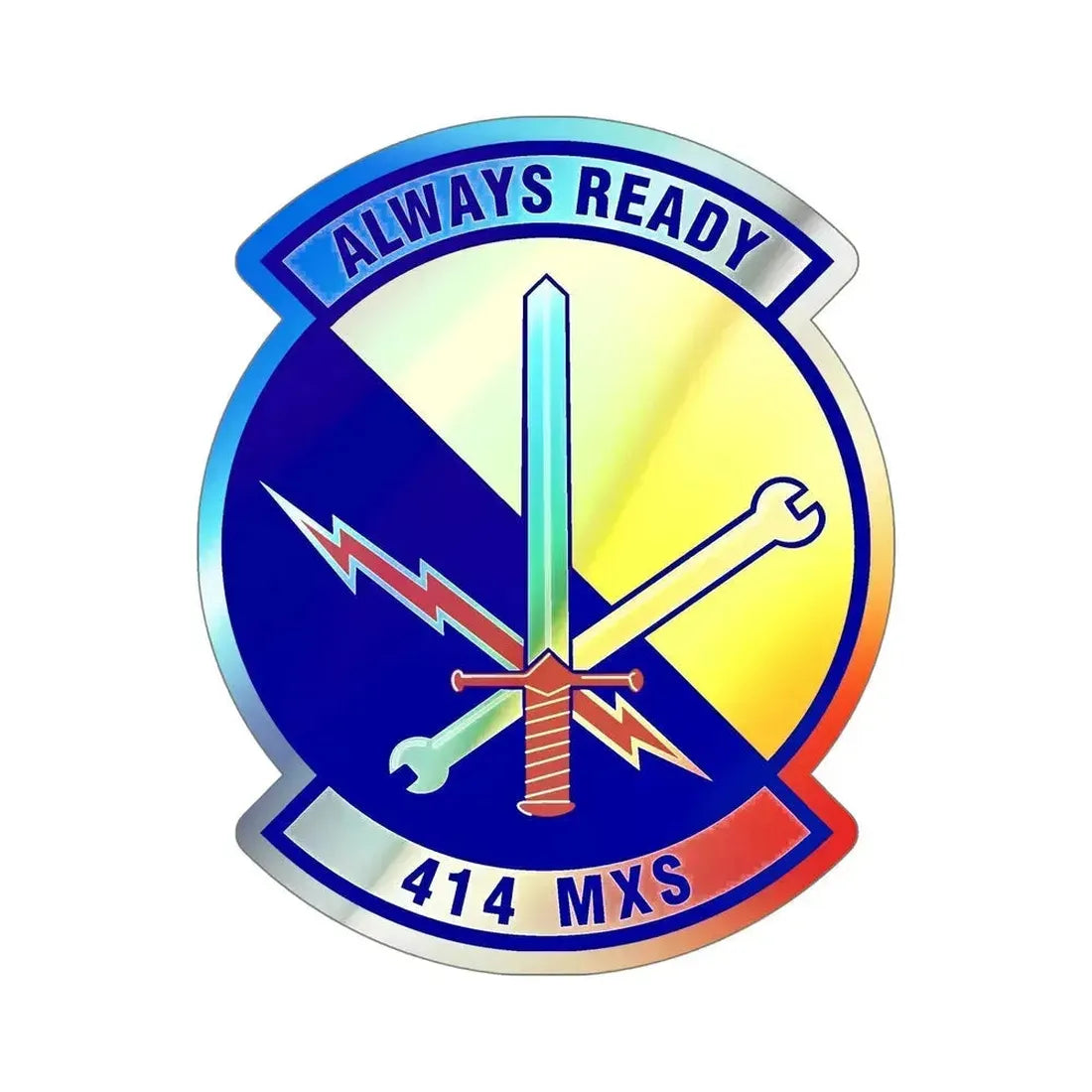 414th Maintenance Squadron (U.S. Air Force) Holographic STICKER Die-Cut Vinyl Decal 6 Inch Holographic - The Sticker Space