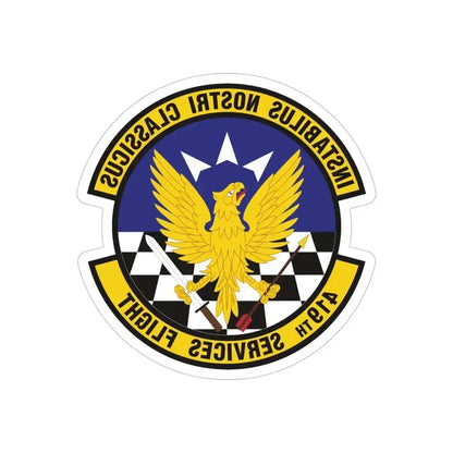 419th Services Flight (U.S. Air Force) REVERSE PRINT Transparent Die-Cut STICKER 4 Inch Die-Cut Transparent - The Sticker Space
