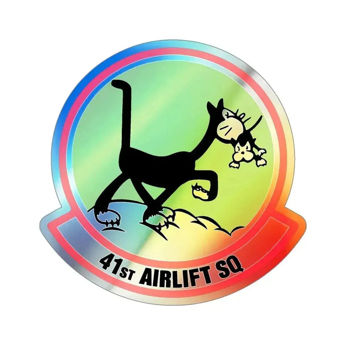41st Airlift Sq v2 (U.S. Air Force) Holographic STICKER Die-Cut Vinyl Decal 5 Inch Holographic - The Sticker Space