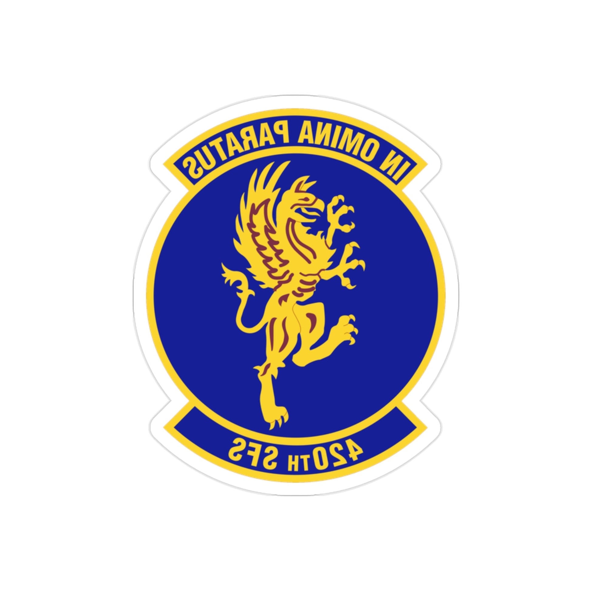 420th Security Forces Squadron (U.S. Air Force) REVERSE PRINT Transparent STICKER-2" × 2"-The Sticker Space