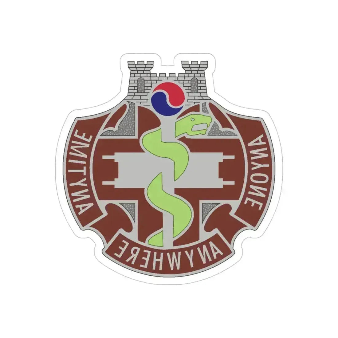 421 Medical Battalion (U.S. Army) REVERSE PRINT Transparent Die-Cut STICKER 4 Inch Die-Cut Transparent - The Sticker Space