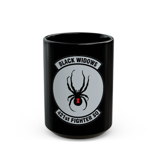 421st Fighter Squadron Black Widows (U.S. Air Force) Black Coffee Mug-15oz-The Sticker Space