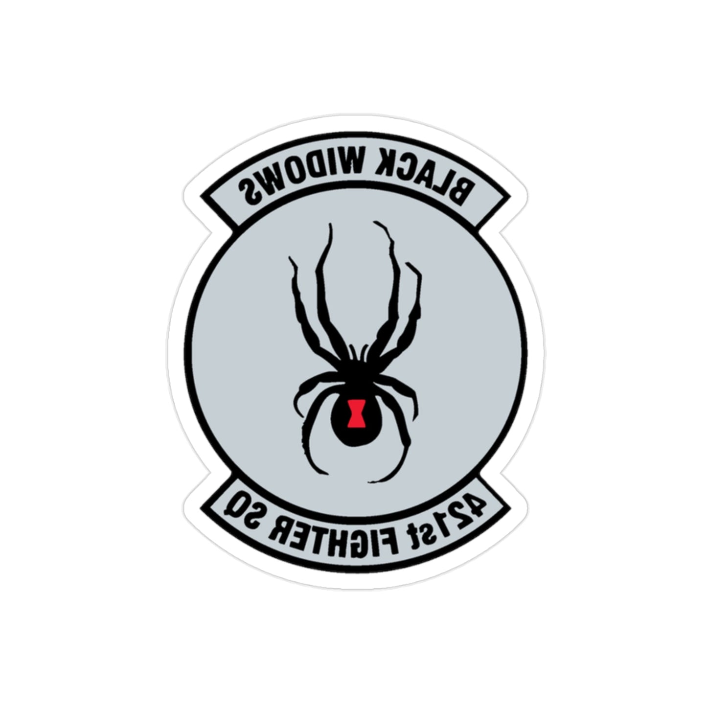 421st Fighter Squadron Black Widows (U.S. Air Force) REVERSE PRINT Transparent STICKER-2" × 2"-The Sticker Space