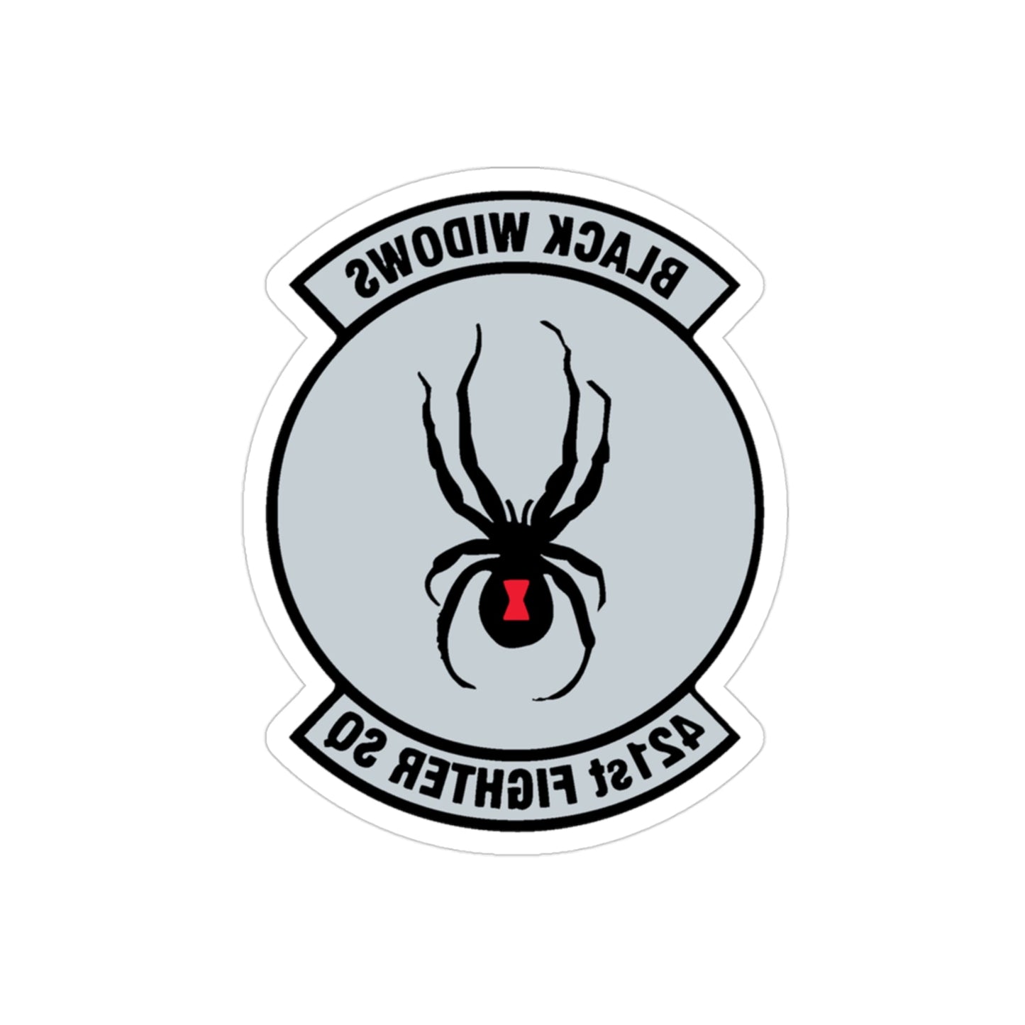 421st Fighter Squadron Black Widows (U.S. Air Force) REVERSE PRINT Transparent STICKER-3" × 3"-The Sticker Space