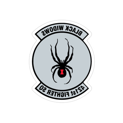 421st Fighter Squadron Black Widows (U.S. Air Force) REVERSE PRINT Transparent STICKER-4" × 4"-The Sticker Space