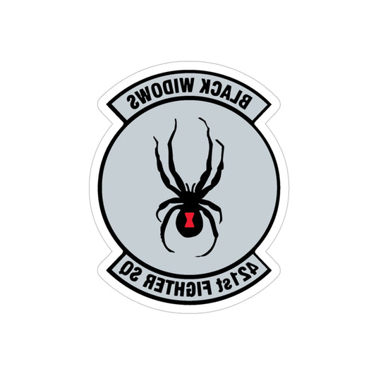 421st Fighter Squadron Black Widows (U.S. Air Force) REVERSE PRINT Transparent STICKER-6" × 6"-The Sticker Space