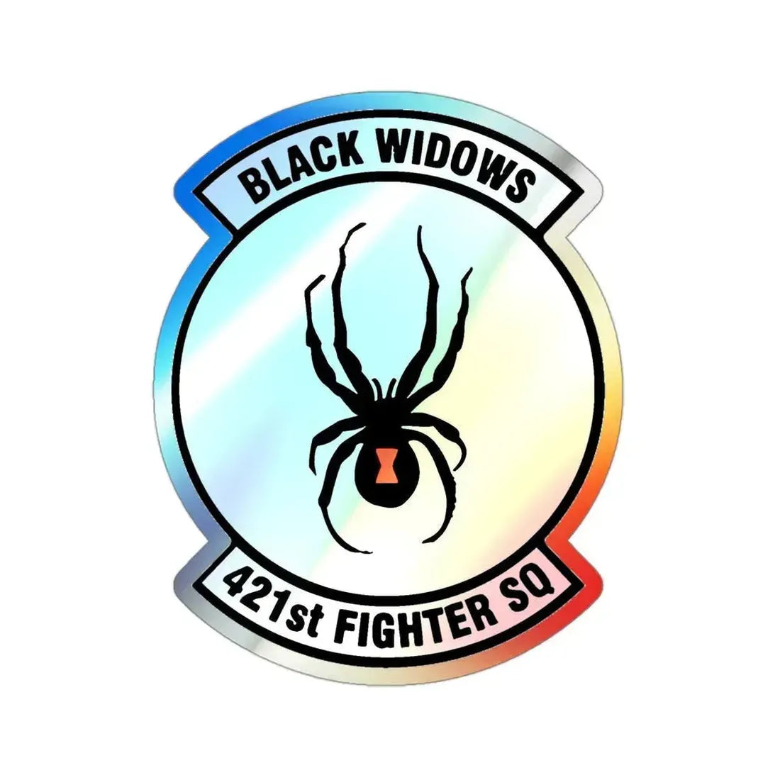 421st Fighter Squadron Black Widows (U.S. Air Force) Holographic STICKER Die-Cut Vinyl Decal 3 Inch Holographic - The Sticker Space