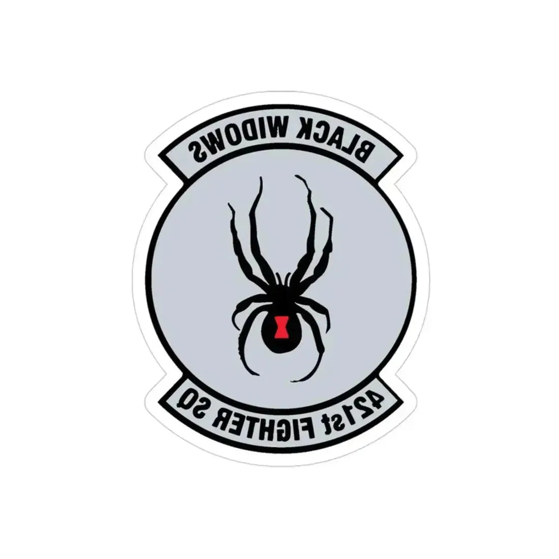 421st Fighter Squadron Black Widows (U.S. Air Force) REVERSE PRINT Transparent Die-Cut STICKER 3 Inch Die-Cut Transparent - The Sticker Space