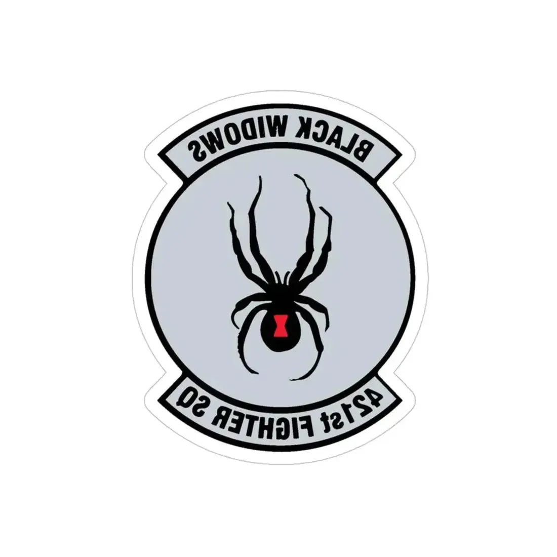 421st Fighter Squadron Black Widows (U.S. Air Force) REVERSE PRINT Transparent Die-Cut STICKER 4 Inch Die-Cut Transparent - The Sticker Space