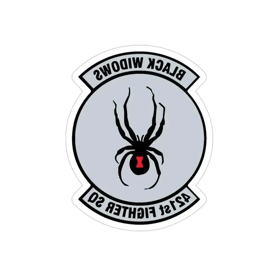 421st Fighter Squadron Black Widows (U.S. Air Force) REVERSE PRINT Transparent Die-Cut STICKER 6 Inch Die-Cut Transparent - The Sticker Space