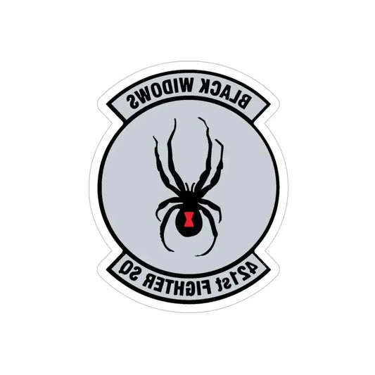 421st Fighter Squadron Black Widows (U.S. Air Force) REVERSE PRINT Transparent Die-Cut STICKER 6 Inch Die-Cut Transparent - The Sticker Space