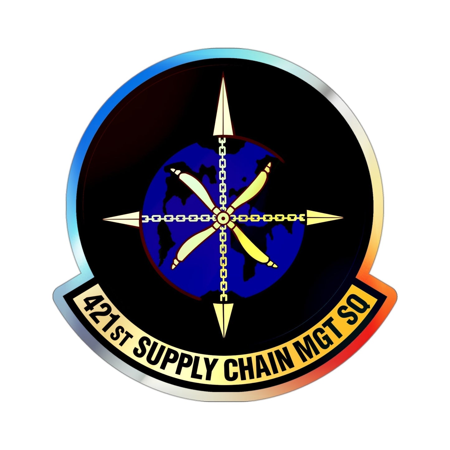 421st Supply Chain Management Squadron (U.S. Air Force) Holographic STICKER Die-Cut Vinyl Decal-3 Inch-The Sticker Space