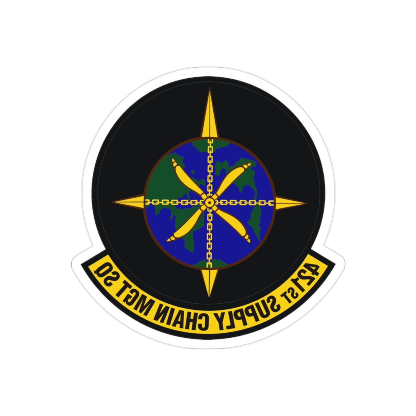 421st Supply Chain Management Squadron (U.S. Air Force) REVERSE PRINT Transparent STICKER-2" × 2"-The Sticker Space