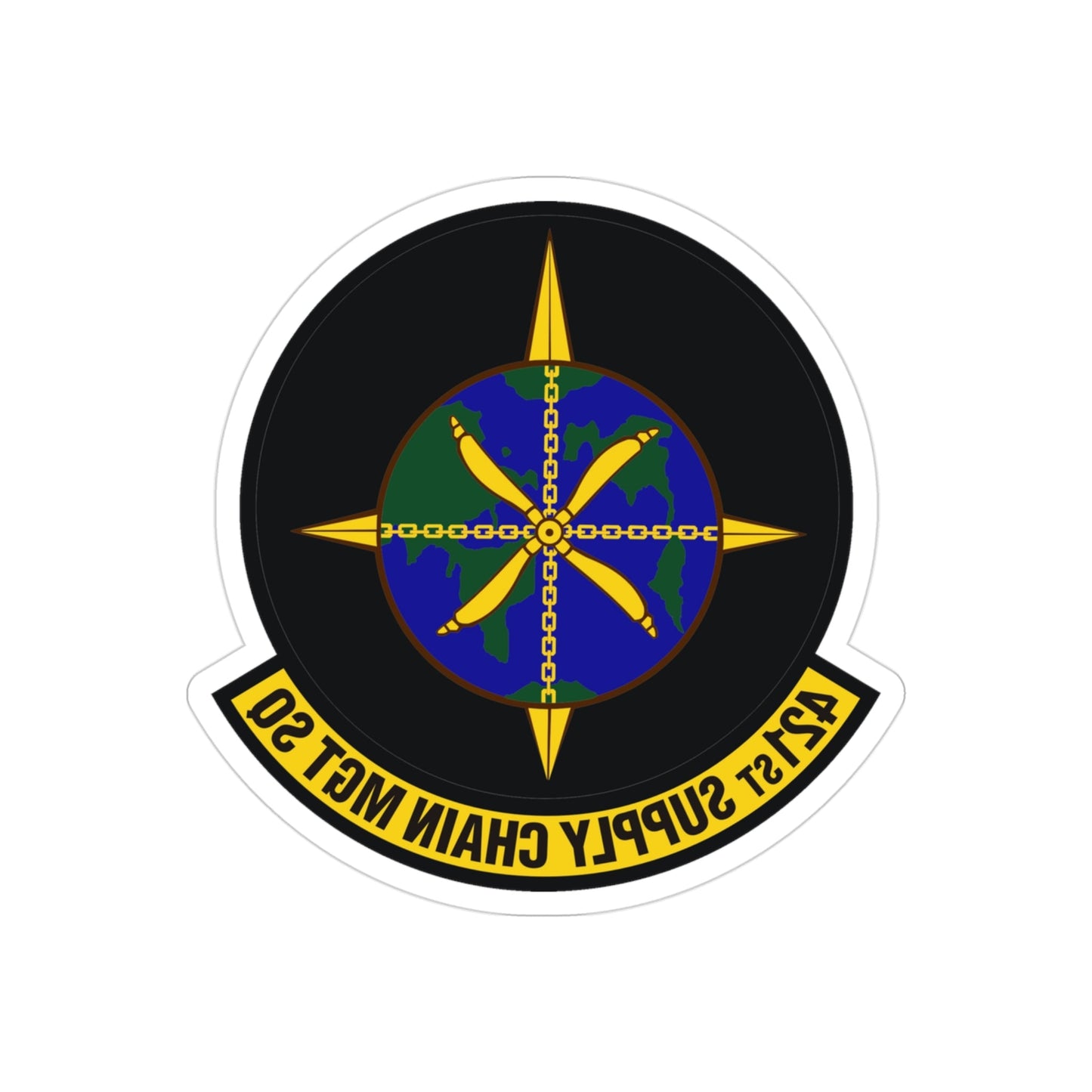 421st Supply Chain Management Squadron (U.S. Air Force) REVERSE PRINT Transparent STICKER-3" × 3"-The Sticker Space