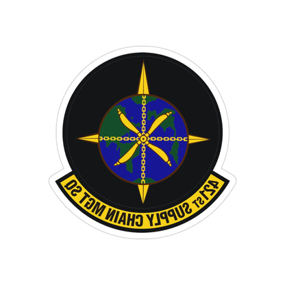 421st Supply Chain Management Squadron (U.S. Air Force) REVERSE PRINT Transparent STICKER-4" × 4"-The Sticker Space