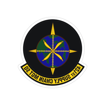 421st Supply Chain Management Squadron (U.S. Air Force) REVERSE PRINT Transparent STICKER-5" × 5"-The Sticker Space